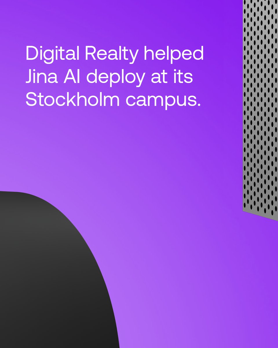 digitalrealty's tweet photo. @JinaAI_ needed to scale model training with high-performance GPU infrastructure. ​
​
With Digital Realty, its first colocation environment in Stockholm was live in just 8 weeks: ​https://t.co/v0wWCLxVVW​

#TheDataMeetingPlace https://t.co/MieVcLkkQv