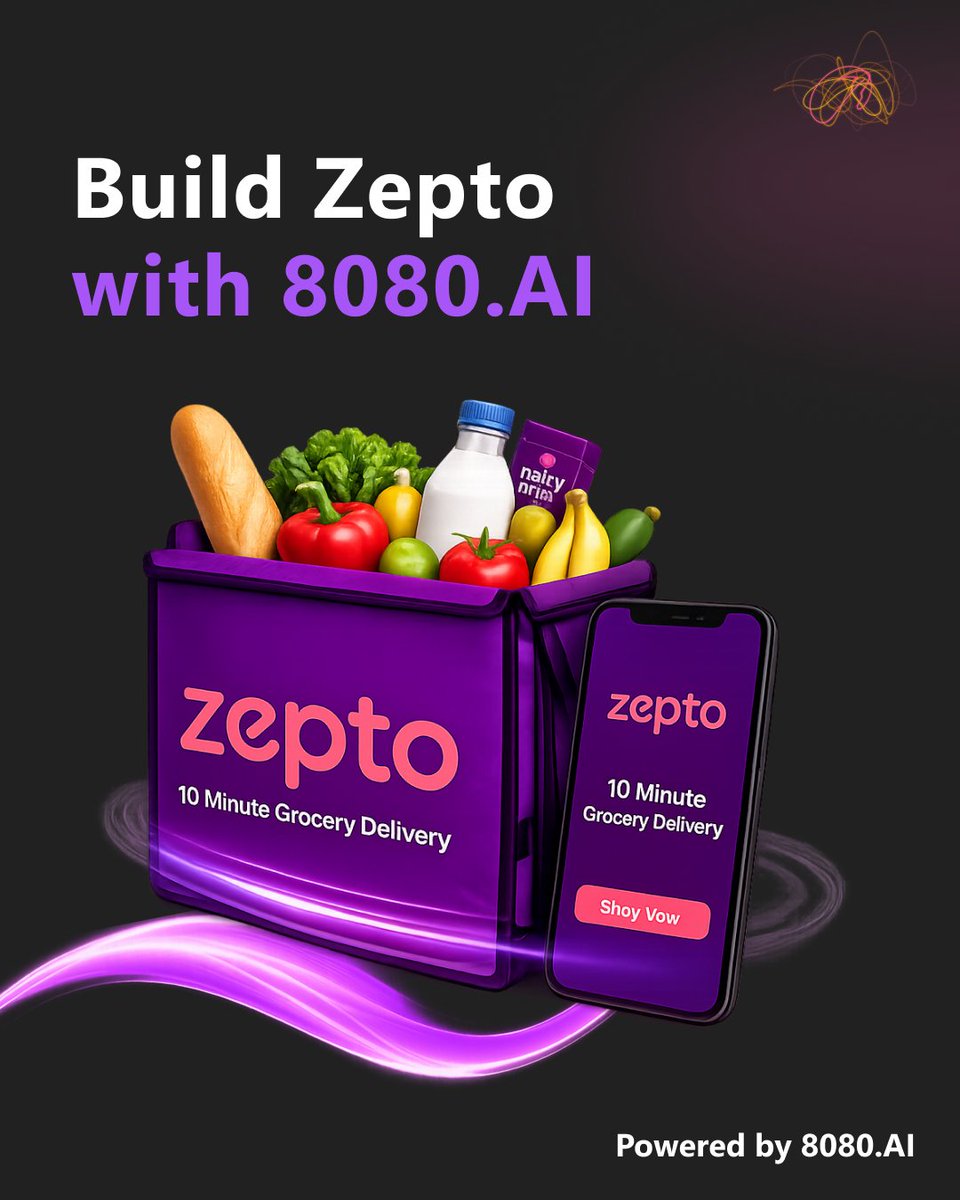 8080AI's tweet photo. Gave https://t.co/NeuaZMElIZ one instruction: build an instant grocery app.

It shipped something that looks just like Zepto cart, live tracking, the works.

That's the kind of app you can build now. https://t.co/9MwVRhI2xS