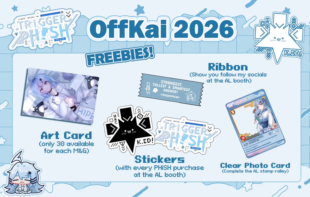 TRiGGERPH1SH's tweet photo. 🌊----【 OFFKAI SCHEDULE 】----🌊 

big event chips, lots happening! please look at the infographics to find out what I'm up to, what the chips are up to and merch locations!

remember that @AegisLink_GL will also have a booth there so please come and check it out!

i spent a whole day making gifts for the chips so i can't wait to see you there!!!