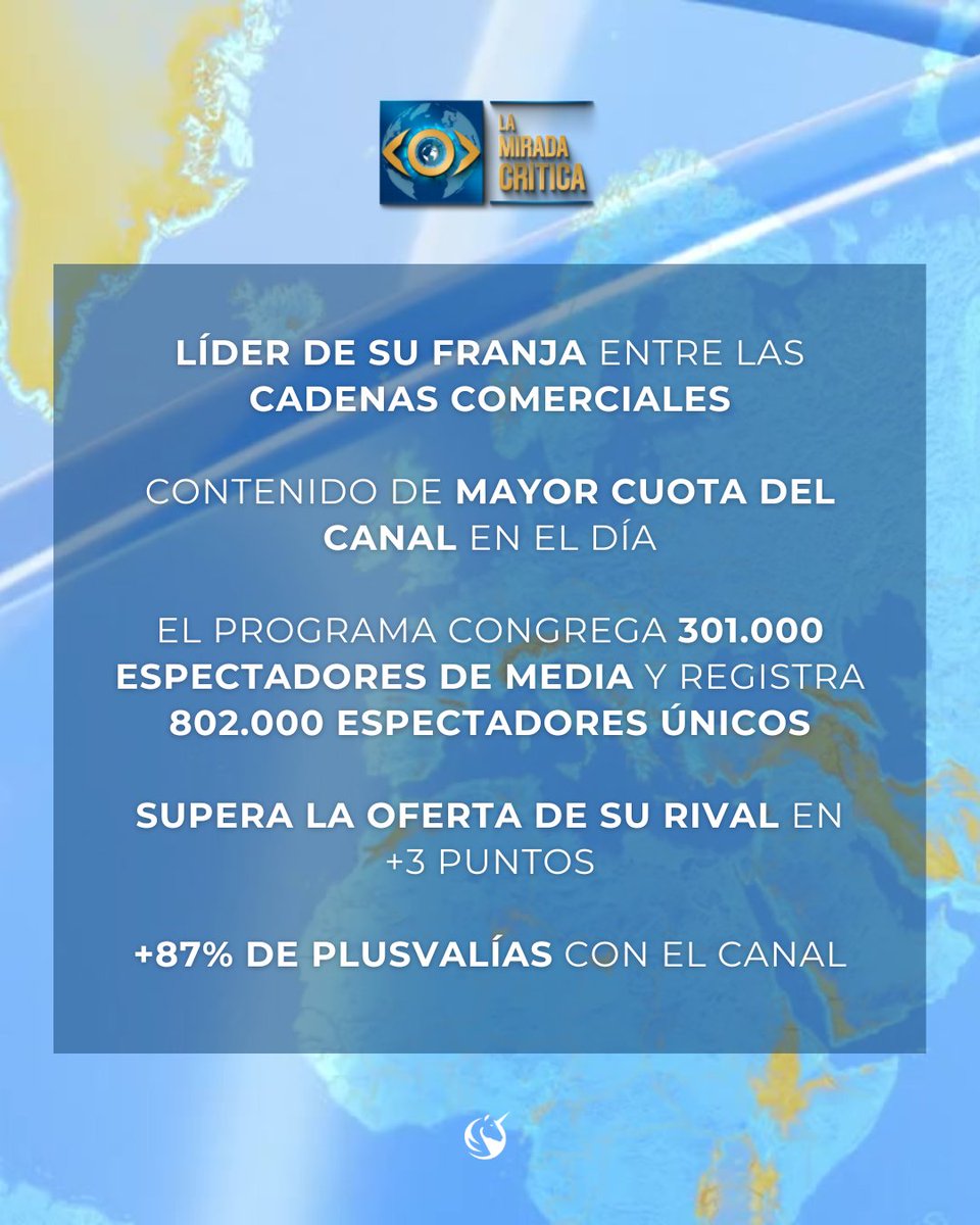 unicorntves's tweet photo. #Audiencias | Récord de temporada para #LaMiradaCritica ¡Gracias por acompañarnos! 🤩 https://t.co/9PKnvElXzp