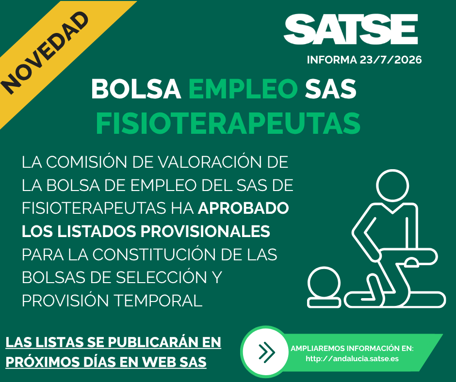 SATSE_Andalucia's tweet photo. ✅Aprobados los listados de la Bolsa de #Empleo SAS de #Fisioterapeutas
👐La Bolsa de selección registra un total de 3.656 solicitudes y 74 solicitudes la de provisión
🔜 Los listados se publicarán en los próximos días en la web del SAS
🔗 Más información: https://t.co/Bmm5KZT83b https://t.co/dCUwF6wZcr