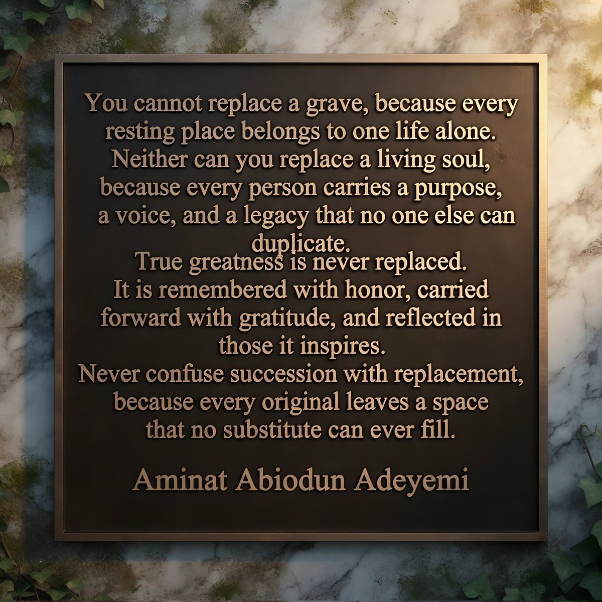 adeyamoon's tweet photo. #Legacy
#Purpose
#Uniqueness
#Greatness
#Remembrance
#Original
#WisdomQuotes
#LifeAndLegacy https://t.co/lhWsBXcvhl