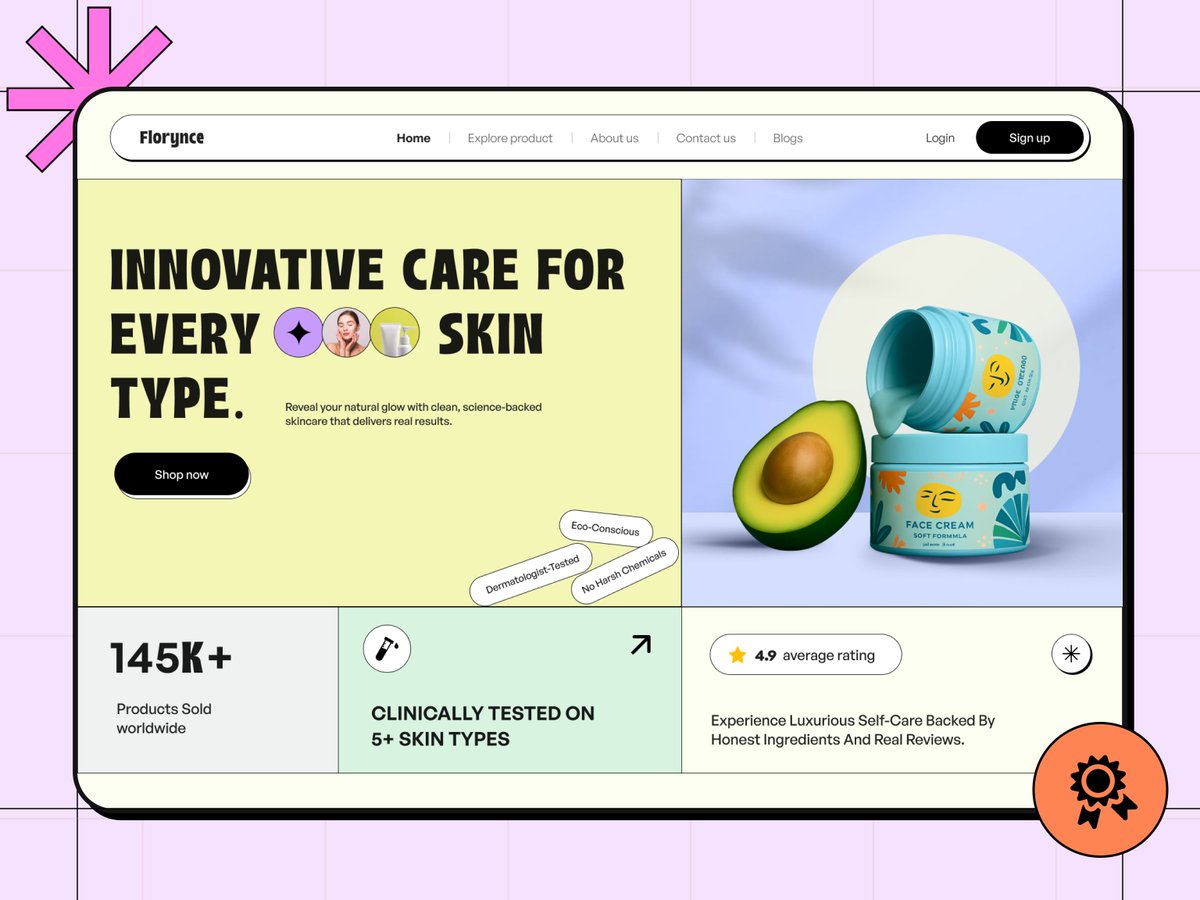 aligulshan705's tweet photo. Florynce — skincare made simple, clean &amp; real. 🥑🌿
#WebDesign #UIUX #SkincareBrand #Figma https://t.co/OVxdQwYfQm