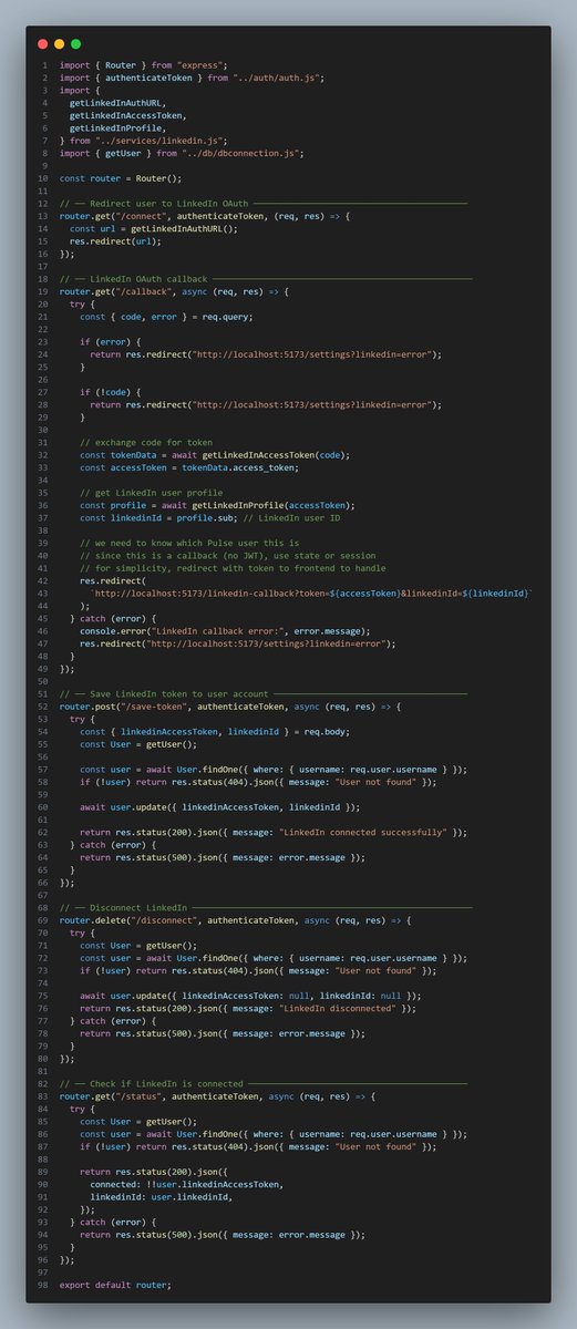 Achhyut_Baral's tweet photo. #LSPPDay53
β’ Explored LinkedIn OAuth 2.0 integration π
β’ Built the authentication flow to securely connect user accounts πΌ
β’ Moving closer to automated LinkedIn post publishing π
#60DaysOfLearning2026 #LearningWithLeapfrog
@lftechnology https://t.co/AglBEKBnXT