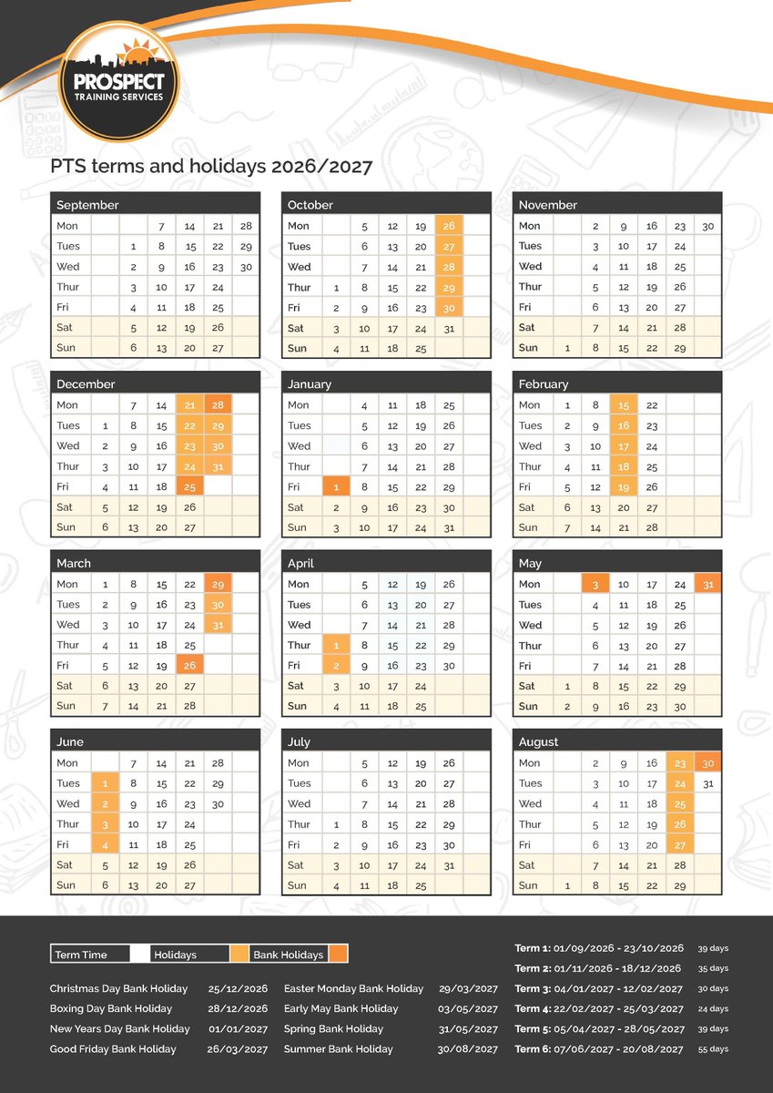 ProspectTS's tweet photo. 🎉 It’s here! Our 2026/27 Academic Calendar is now live!

Start planning for an exciting year ahead – all the important dates you need are ready and waiting.

Take a look today! 👇 

https://t.co/46SKTOpQrc https://t.co/x7yzFljH5X