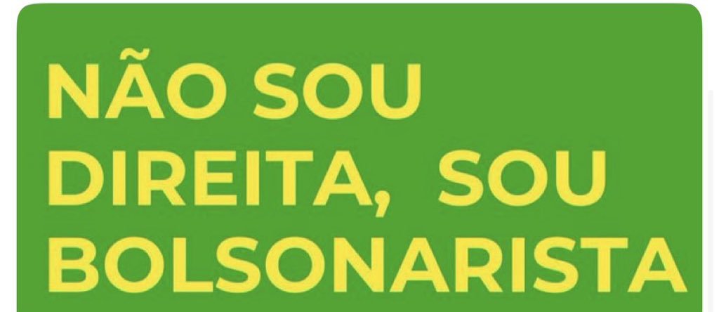 souapenasV's tweet photo. Aparentemente a base de apoio à campanha do Flávio Bolsonaro resolveu mudar a estratégia de posicionamento. Agora, eles não querem mais "unir a direita", como falavam em março, agora eles estão postando "não sou de direita, sou bolsonarista", e dizem que só votarão em quem tem o sangue de Jair Bolsonaro.

Estão afirmando publicamente que não são de direita.

Já podem mudar a descrição de espectro político do Partido Liberal na Wikipédia, que o classifica como "centro-direita à extrema-direita".