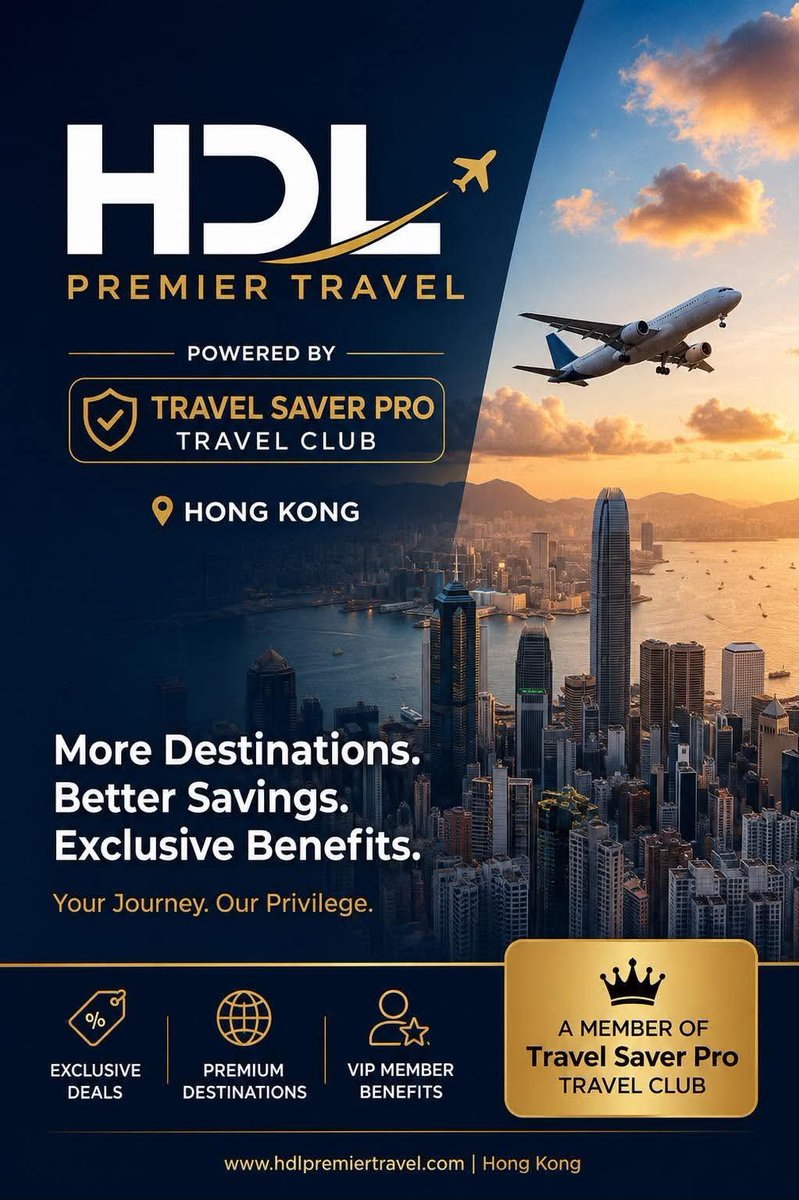 HDLPremiertravl's tweet photo. 🌍 Hong Kong 🇭🇰, Cebu 🇵🇭, and beyond! ✈️

Travel more, save more, and unlock exclusive perks with HDL Premier Travel powered by Travel Saver Pro. Your next adventure starts here. 🌎✨

#HDLPremierTravel #TravelSaverPro #TravelMoreSaveMore #Wanderlust #TravelGoals https://t.co/2SNinC3b7o