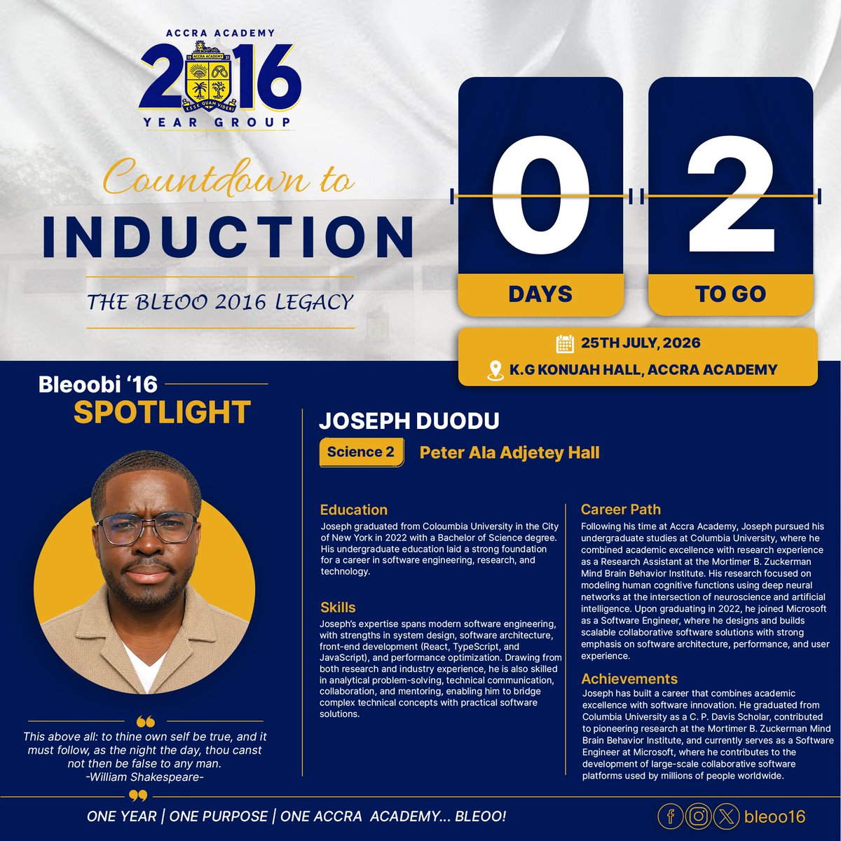 Bleoo2016's tweet photo. Not every legacy is written in books.
Some are written in the people it produces.
💙💛
#bleoo16 https://t.co/fM15KtAWOQ