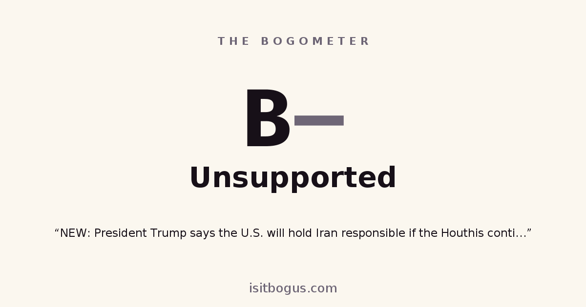 IsItBogus's tweet photo. @jackwidman @FoxNews Unsupported — no source backs this up. Treat it with caution. No source or established evidence backs this up, and the panel couldn't verify it either way — treat it as an unsupported claim until there's a source. 🧠 5 independent minds. https://t.co/2XyIyaXHOX