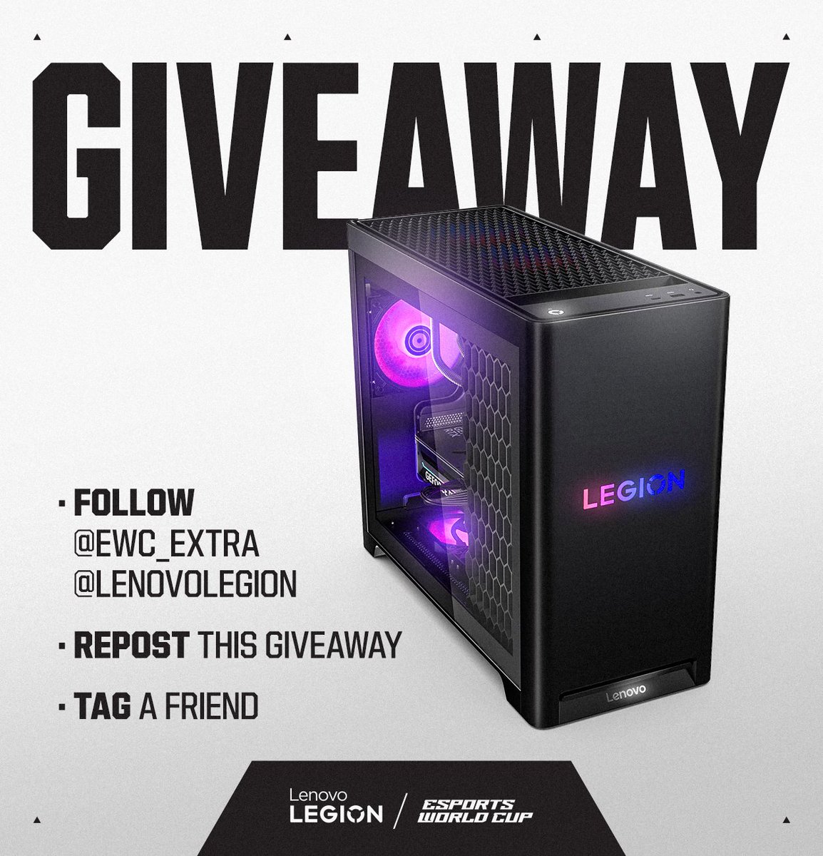EWC_Extra's tweet photo. What if you could game on the same machine the champions compete on?

Enter for your chance to win a @LenovoLegion PC, signed by the League of Legends at EWC26 winners, Dplus Kia.

Follow the giveaway rules, enter, and you could take home a true champion's setup. ⌨️ https://t.co/k5Db3hEMMi