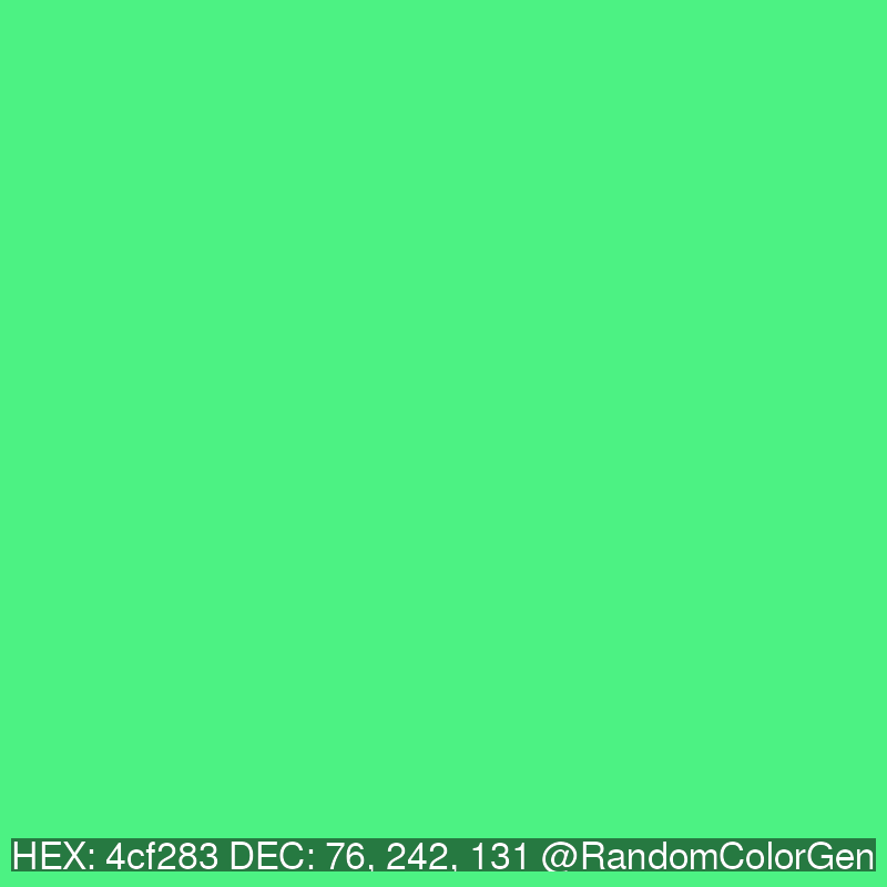 RandomColorGen's tweet photo. 4cf283
76, 242, 131 https://t.co/gl8aEaDxHM