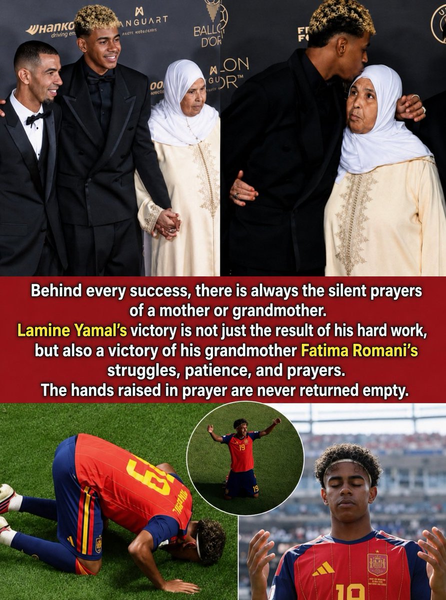 NeswVideo's tweet photo. Behind every success is a silent prayer 🤲❤️
Not just talent, not just hard work…
But a grandmother’s love, sacrifice &amp; duas 💫
Lamine Yamal’s journey is proof —
Prayers never go unanswered 🙏🔥
Respect every mother &amp; grandmother 👑
#LamineYamal #Football #Inspiration #FIFAWorld https://t.co/81IGDtgYrc