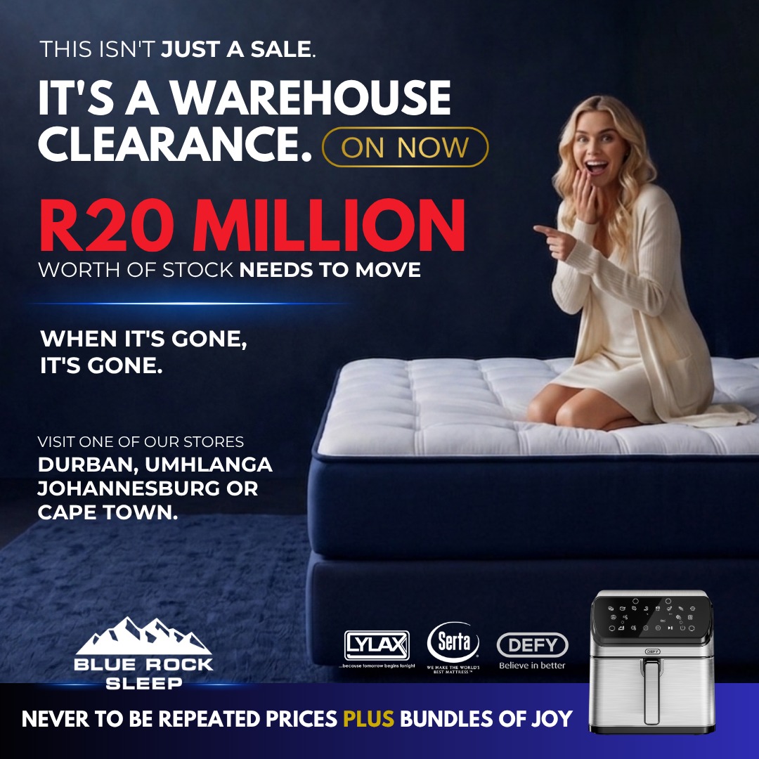 IsolezweNews's tweet photo. Isikhangiso  |  Zitholele imibhede yokulala evela eWarehouse ngamanani aphansi eBlue Rock Premium Outlets. 
🌐 https://t.co/K7GvCEp1aG
📍 eThekwini: 231 Chamberlain Rd, Mobeni East
📍 eGoli: Route 24, Herman Street, Unit 11, Meadowdale
#BlueRockSleep #BedClearance #Bundleofjoy https://t.co/yiW6pJrNXc