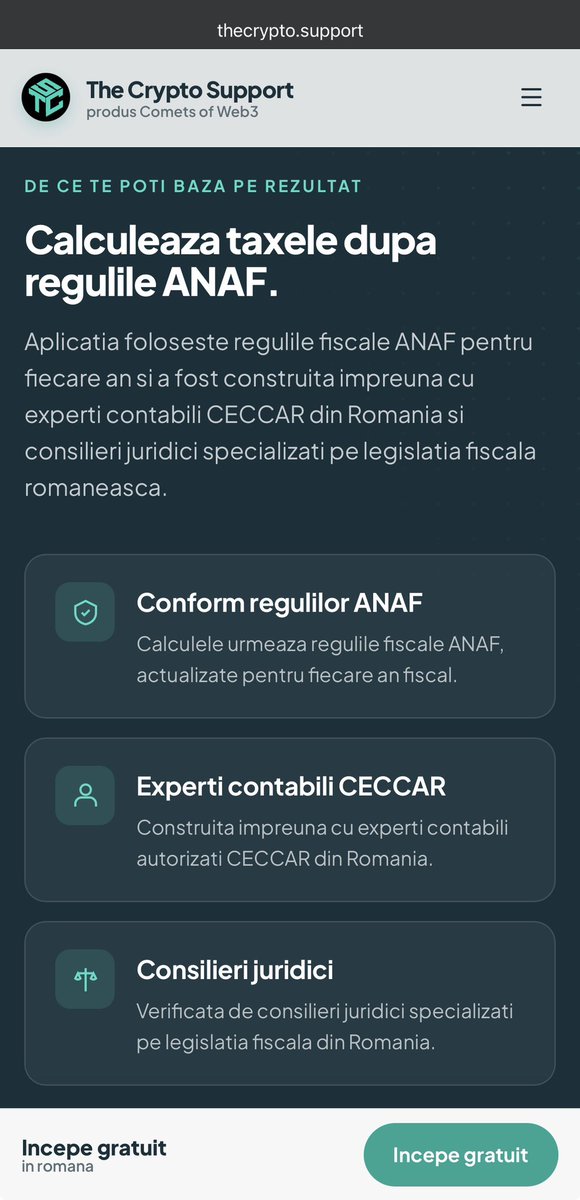 CryptoSupportRO's tweet photo. Lansam azi The Crypto Support, singura platformă din Romania ce îți calculează azi taxele din crypto după metodologia ANAF.

Fii mai rapid decat ANAF si tineti sub control taxele din venituri crypto. https://t.co/urU1bXZOBs