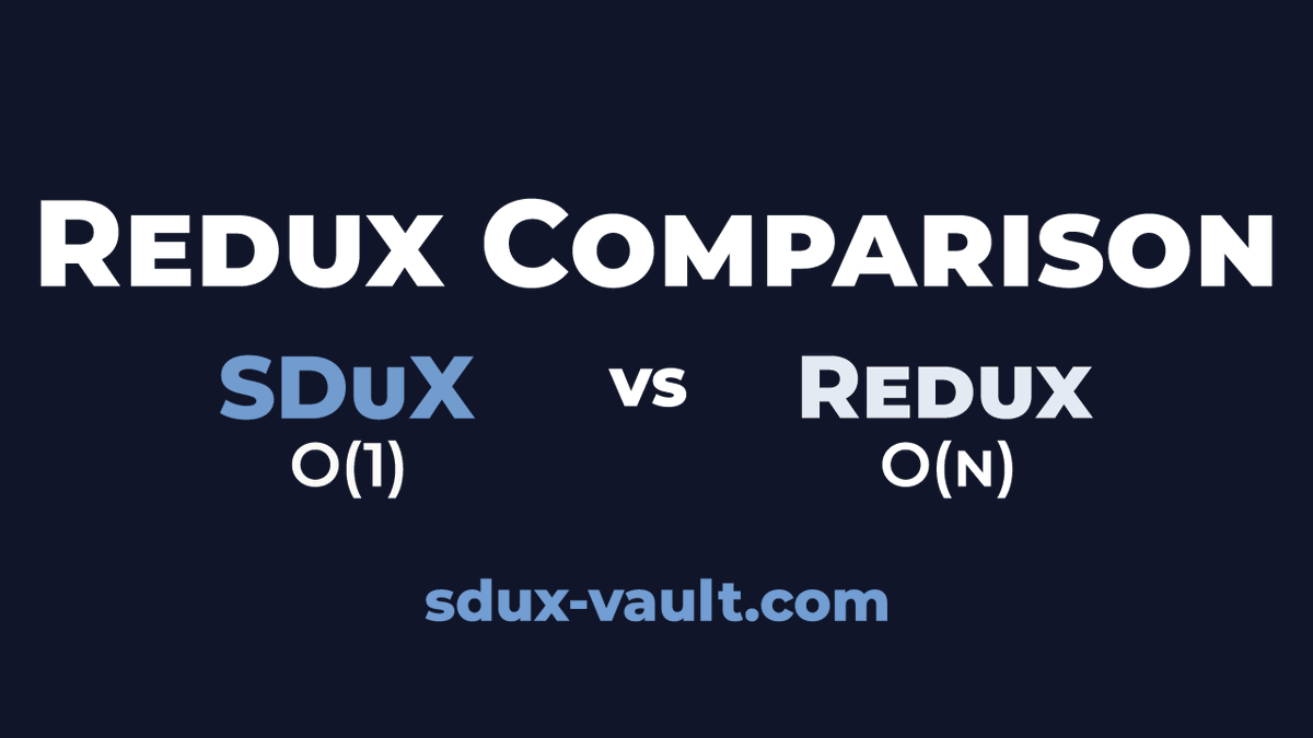 sduxvault's tweet photo. New Post Comparison: Check out this video comparing SDuX with Redux for O(n) state replacements at scale.

New Video: https://t.co/RfczS4b7Iz

#StateManagement #Redux #comparison https://t.co/m4eKsv7FnZ