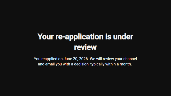 MindPalace1233's tweet photo. @TeamYouTube My monetization re-application is stuck about 33 days. 1 Month time period is passed already and its still counting. When can i get update?

My Channel: https://t.co/r2sq4n58KI https://t.co/s1kPTnp9AM