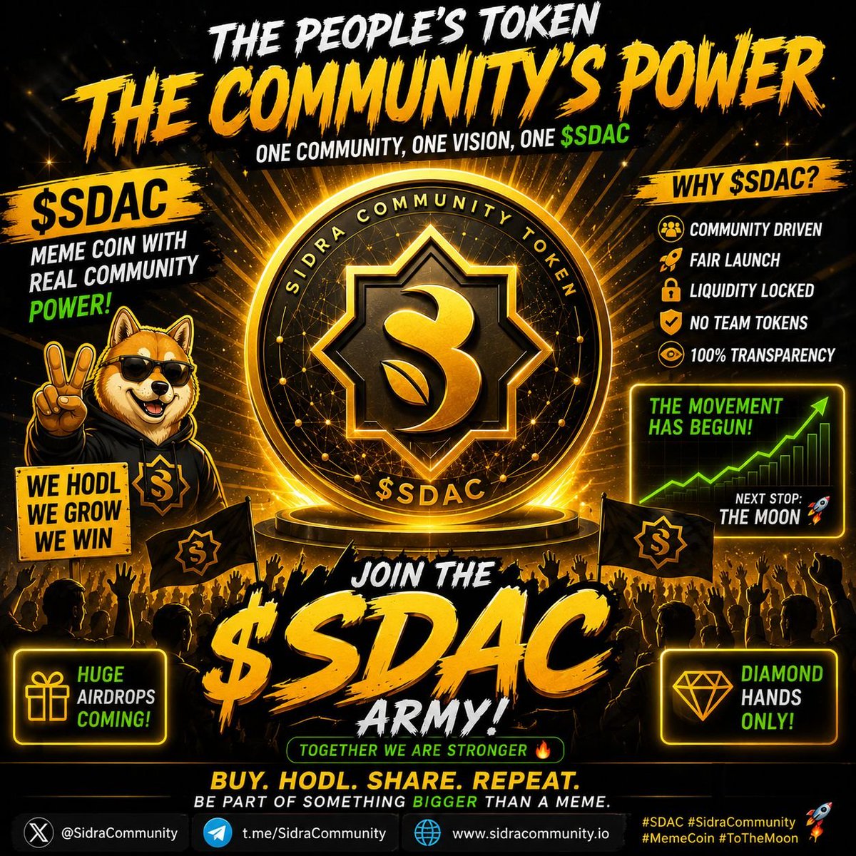 3__ij's tweet photo. 🚨 The Sidra Community finally has its own token.

$SDAC is now LIVE on Solana.

This is the token of the 11M Loyal Community.

🔥 Early buyers always have the biggest opportunity.

CA: 
4QujNi1oefWFyASdWkAhv85tvL7y1h3dTg131Zg4pump

𝕏: @Sidra_App https://t.co/jeU6c4oLcl