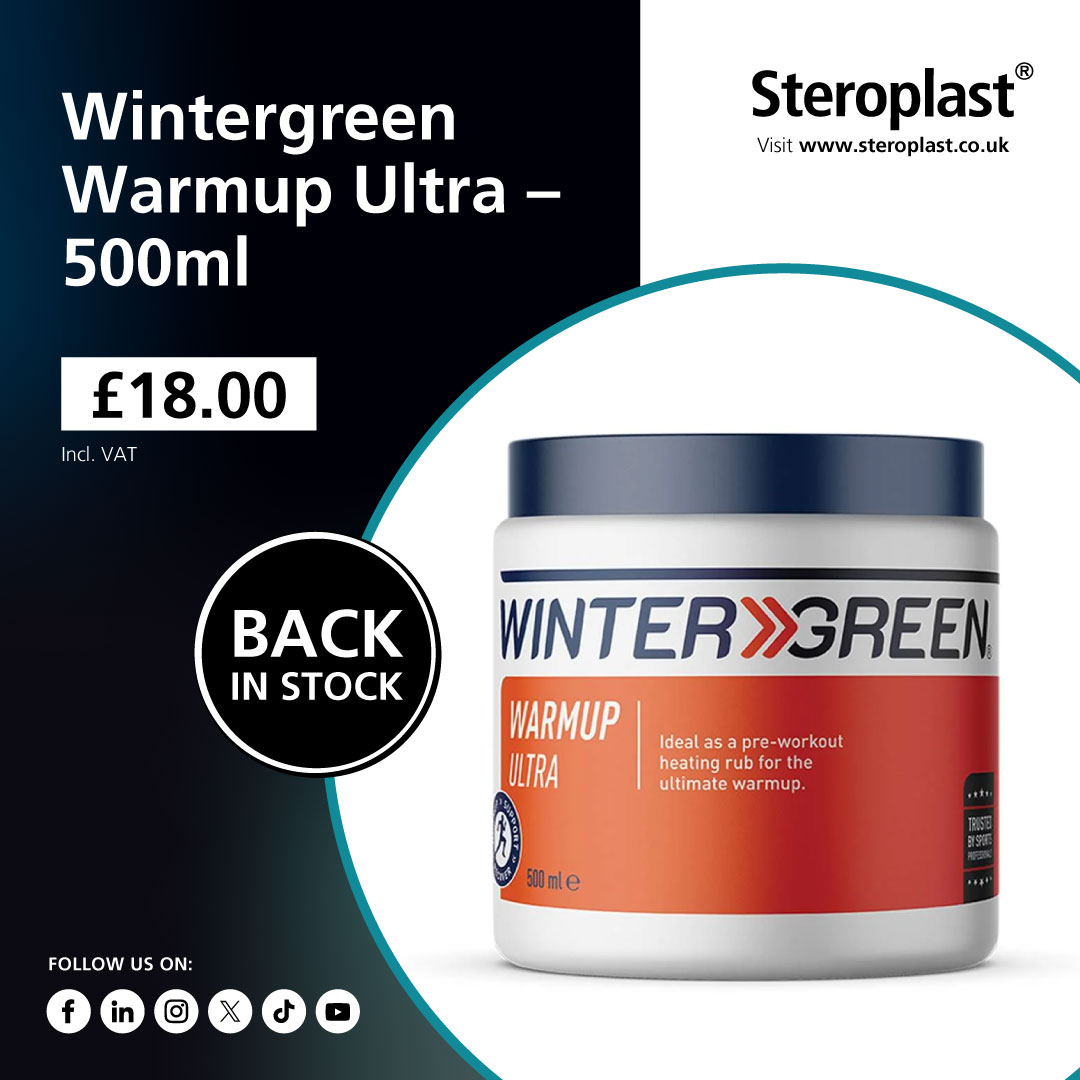 Steroplast's tweet photo. Back in stock: Wintergreen Warmup Ultra 500ml delivers intense, long-lasting heat to help prepare muscles before activity. 

Shop now: https://t.co/J7hY3AfYHE https://t.co/R2uL8CdHIJ