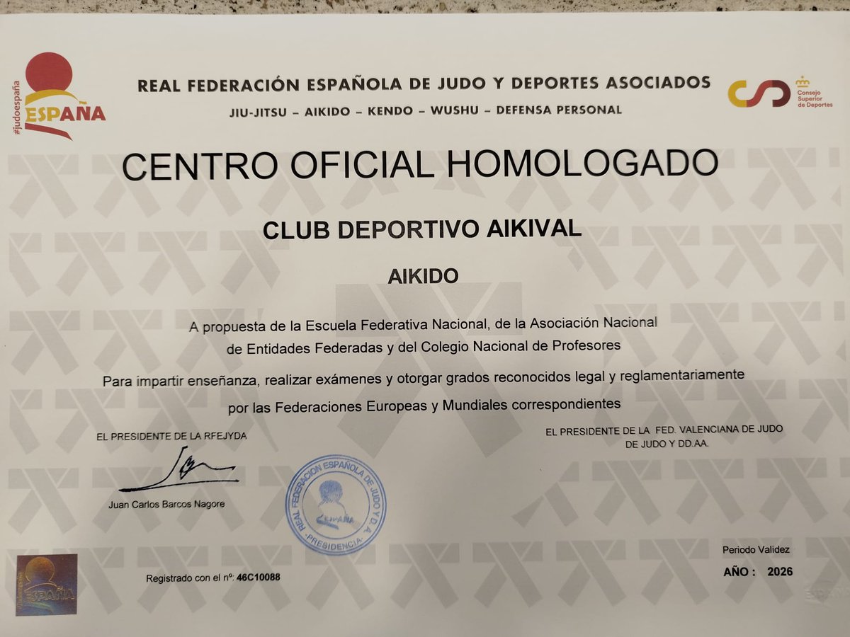 aikival's tweet photo. Un año más somos Centro Oficial Homologado. #aikido #aikival #artesmarciales #defensapersonal https://t.co/CPhBxQ5cWP