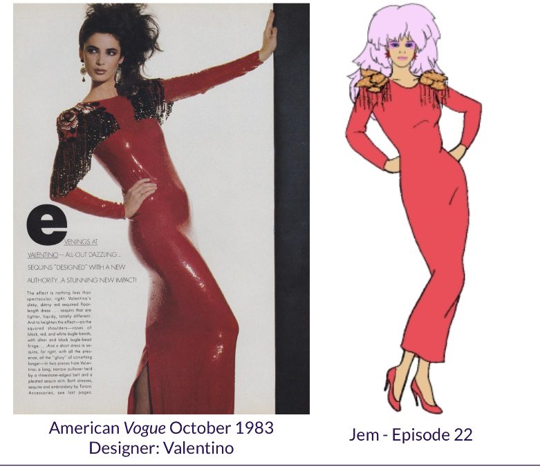 CoraCHarrington's tweet photo. This made me think about Jem (unsurprising if you follow me) which has multiple original songs and costume changes - directly from Vogue! - every episode along with complex romantic and corporate espionage storylines (and attempted murder!) and the audience was like…5 years old. https://t.co/IR71O6fvhM