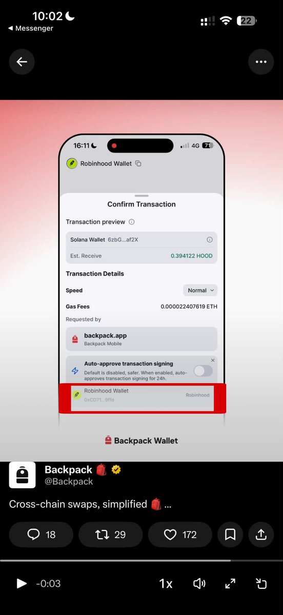GrimaceAlpha12's tweet photo. Backpack, one of the biggest crypto exchanges, appears to have deployed a token while testing a new feature.

CA: 0xaac51c6f9dc83ff3dcce9858d8005bef89125d58

In the video below, Backpack publicly shows a wallet address. On-chain records indicate that the same wallet later deployed a token.

Source (Backpack video): https://t.co/wCgaR6ZUOy

Proof of deployment: https://t.co/q2cUO12fFW
