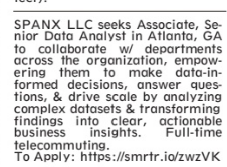 JobsNowPR's tweet photo. Surprised we haven't seen this before: 
This ad from Spanx in Atlanta comes right out and tells you it is part of a PERM filing

They will file official paperwork saying there are no US citizens who could fill this fully remote analyst job requiring 3 years experience and a BA https://t.co/ZUudbNlrv4