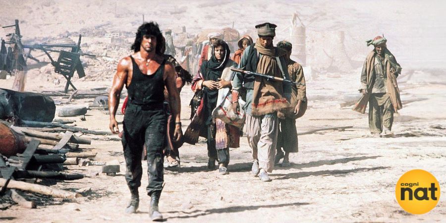 pwrdbyrog's tweet photo. In Rambo 3, the hero goes to Afghanistan to rescue Colonel Trautman from Soviet forces. Fighting alongside the Mujahideen—who later evolved into the Taliban—Rambo helps free the Afghans from invaders, showing a complex piece of cinematic history. #Rambo #History #ColdWar #Taliban https://t.co/Esbni3M6HH