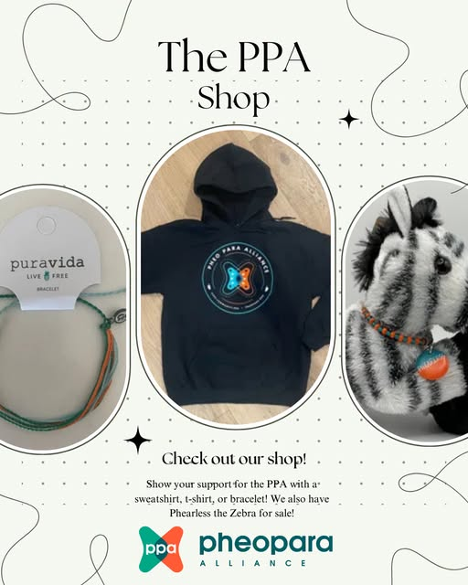 PheoPara's tweet photo. Show your support for PPA!⁠
⁠
Check out our shop to purchase PPA merch: 
👉https://t.co/FLmBTs74Sc!
All proceeds go towards the PPA's mission to support patients with #pheo #paraganglioma #PPGL.
⁠
Together, we are #PHearless!⁠ https://t.co/hkzLd7MvgQ