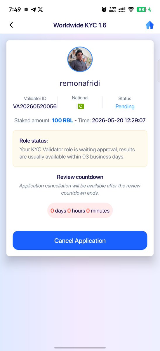 RemonAfridi89's tweet photo. @Rubi_Click I'm waiting for my approval for validator since may 20 2026 please check out https://t.co/lydPfHXHBi