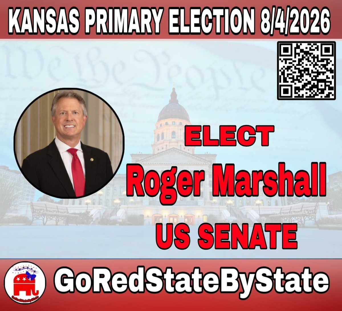 FloridaGirlUSA6's tweet photo. Kansas Primary 8/4/26
Roger Marshall for US Senate
#GoRedStateByState https://t.co/rxIOaAIh7O
