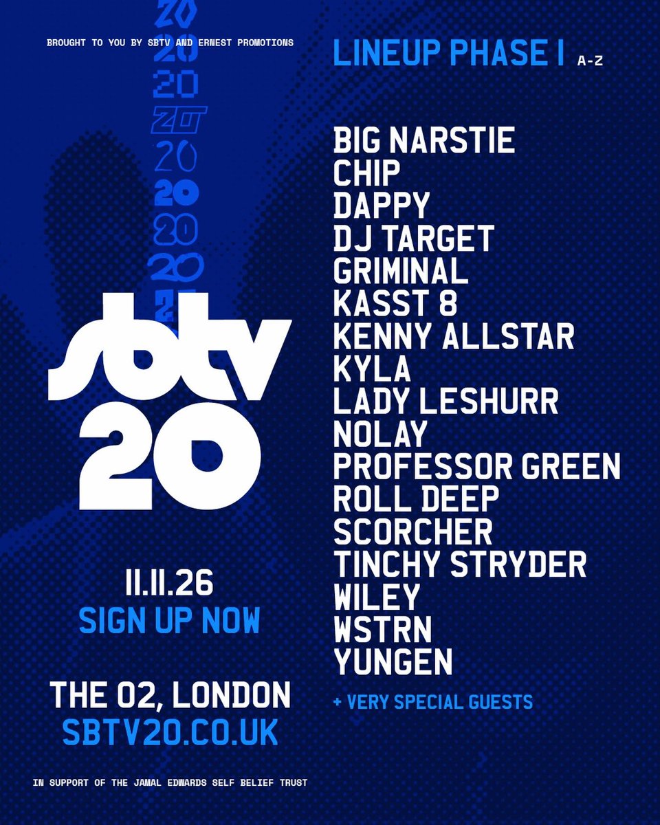 stereoboard's tweet photo. NEW // Credited with pioneering the sounds of Ed Sheeran, Stormzy, Dave, Skepta and more of the UK's biggest artists, the legendary @SBTVonline will celebrate its 20th anniversary and the legacy of its late founder, Jamal Edwards MBE, with a VERY special show at @TheO2, featuring @professorgreen, Wiley, @TinchyStryder and loads more.

Grab tickets 9am, July 31 👉 https://t.co/nKfqIZgoEa