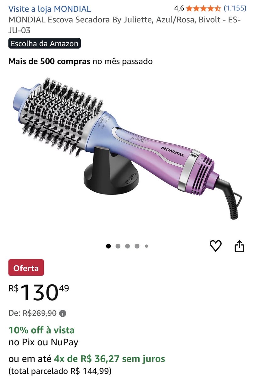 garimponline's tweet photo. MONDIAL Escova Secadora By Juliette, Azul/Rosa, Bivolt - ES-JU-03

💜R$130,49 no pix!
Ou R$144,99 4x de R$36,27 s/ juros

🛍️ https://t.co/DFYa2LS6CC https://t.co/ncsIqLwWM8