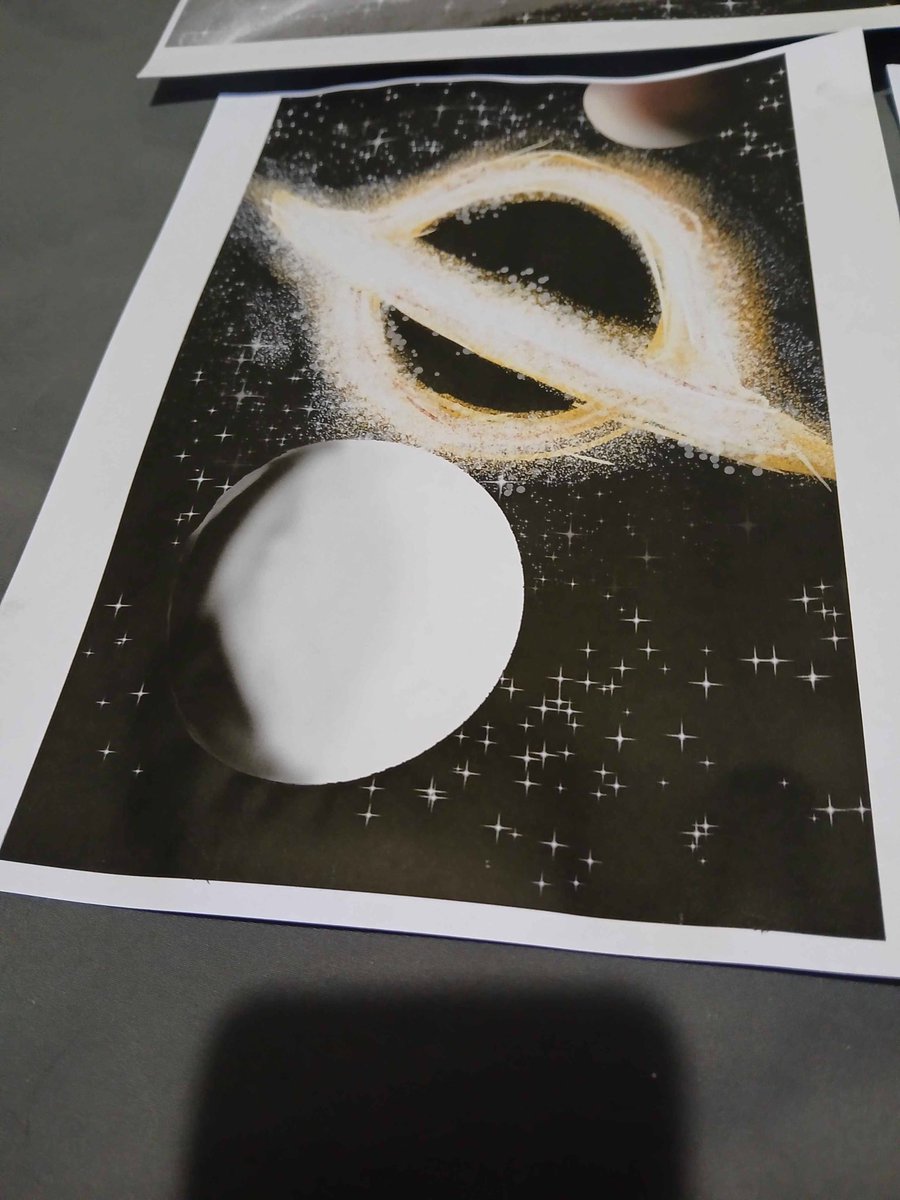 cottentailco's tweet photo. Posters up now on sale 40$ usd 

Coms with
Frame/no frame y’all’s choice 
Three sizes 
And hand signed
#space #blackhole #art #sleeptokenart https://t.co/2J5YkaWc8o