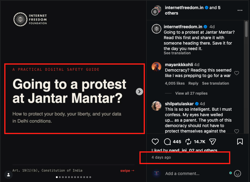 VijayGajeraO's tweet photo. On 19th July, one day before the Jantar Mantar protest, Azim Premji and the Western power-funded Internet Freedom Foundation released detailed guidelines for students.

It indicates that they knew that there would be violence in Delhi. https://t.co/4NRzokJWYh