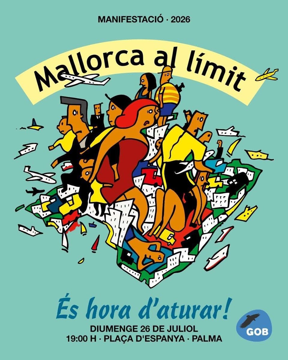 Tuguicomiquer's tweet photo. Fa anys que hi vaig ben poc a Ciutat, però el diumenge 26 de juliol hi davallaré, perquè tenim convocada una manifestació, justa i necessària, contra l'extrema turistificació de Mallorca.

Hi aniré amb camiseta verda, perquè la salut del català és la mesura de totes les coses. https://t.co/18SXlaP5CB