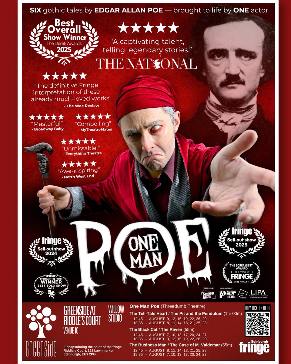 ssmithactor's tweet photo. Excited to share my front and back A5 flyer design for ONE MAN POE. I've sent these to print so if you spot a typo, please keep it to yourself, and let me live in blissful ignorance, until I spot it myself 😅

#edfringe #onemanpoe https://t.co/wZGEG4RT3U