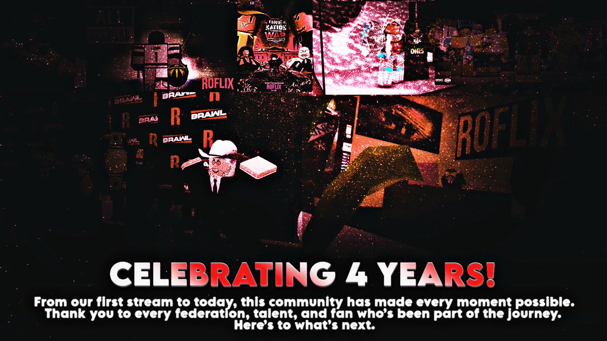 RoFlix_Studios's tweet photo. 🎉 𝟒 𝙔𝙀𝘼𝙍𝙎!

From day one to today, thank you to every federation, talent, staff member, and fan who's been part of the journey. 

Here's to everything we've built together and everything still to come.

Happy 4th Anniversary, RoFlix. ❤️🎬

#ROFLIX2026 #4YearsStrong https://t.co/VKZ2hC5s4x