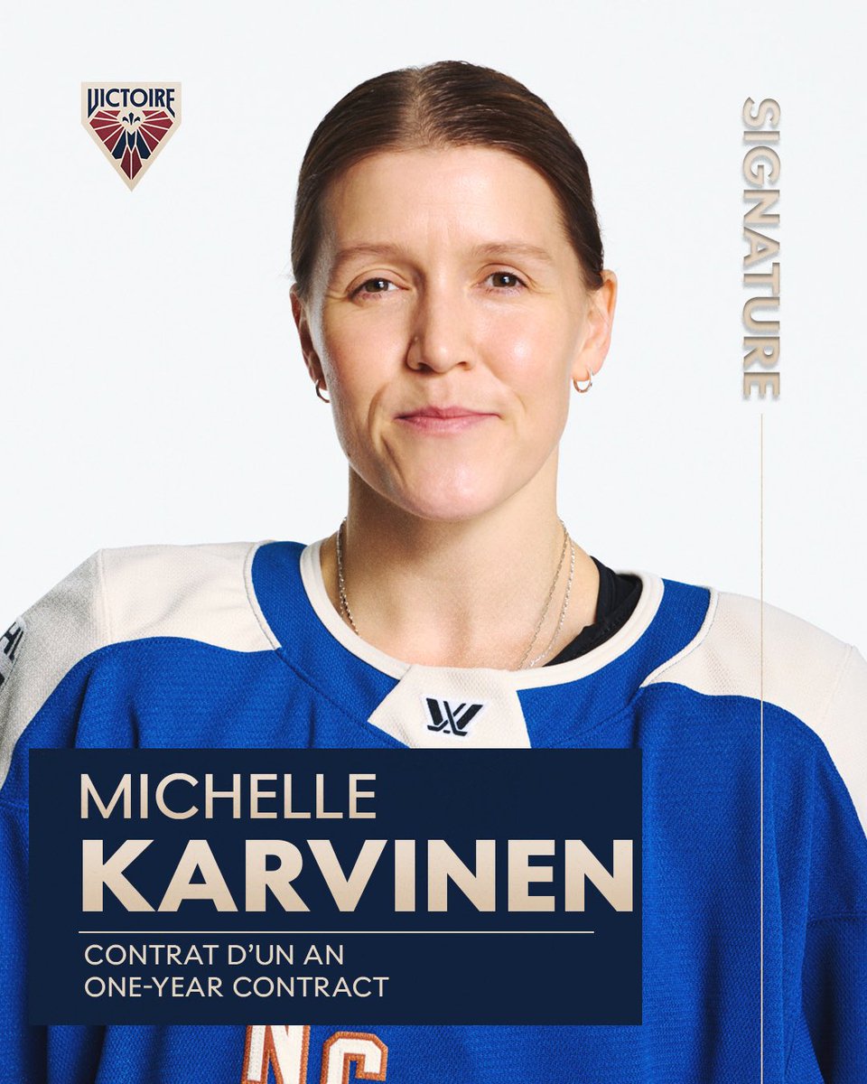 PWHL_Montreal's tweet photo. La Victoire de Montréal s’entend avec l’attaquante Michelle Karvinen pour un contrat standard d’un an.

The Montréal Victoire have signed forward Michelle Karvinen to a one-year Standard Player Agreement.

📰 https://t.co/XpeCIKvb6q https://t.co/pJK79D6Mvv