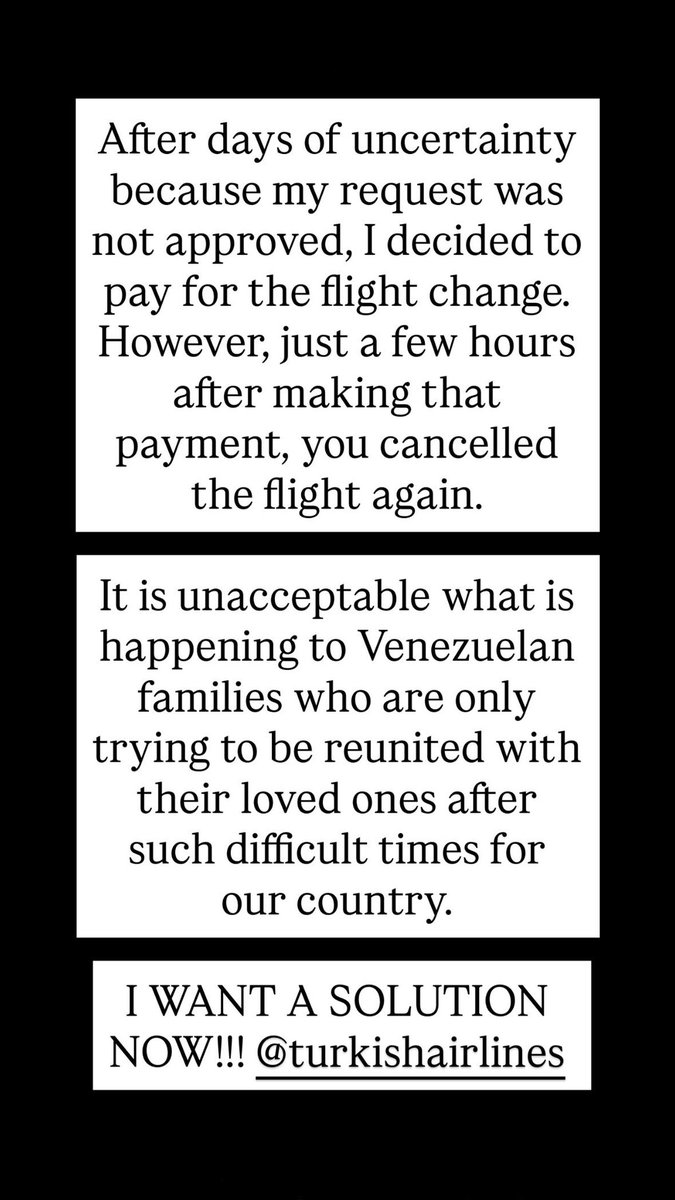 Analeja97's tweet photo. @TK_HelpDesk @TurkishAirlines 

No estoy luchando por un asiento de avión. Lucho por el derecho a reunirme con mi familia  

What you are doing to Venezuelan families during this difficult time is simply 
unforgivable.

Lo que están  haciendo al pueblo Venezolano no tiene perdón. https://t.co/Sz8aPfOqn9