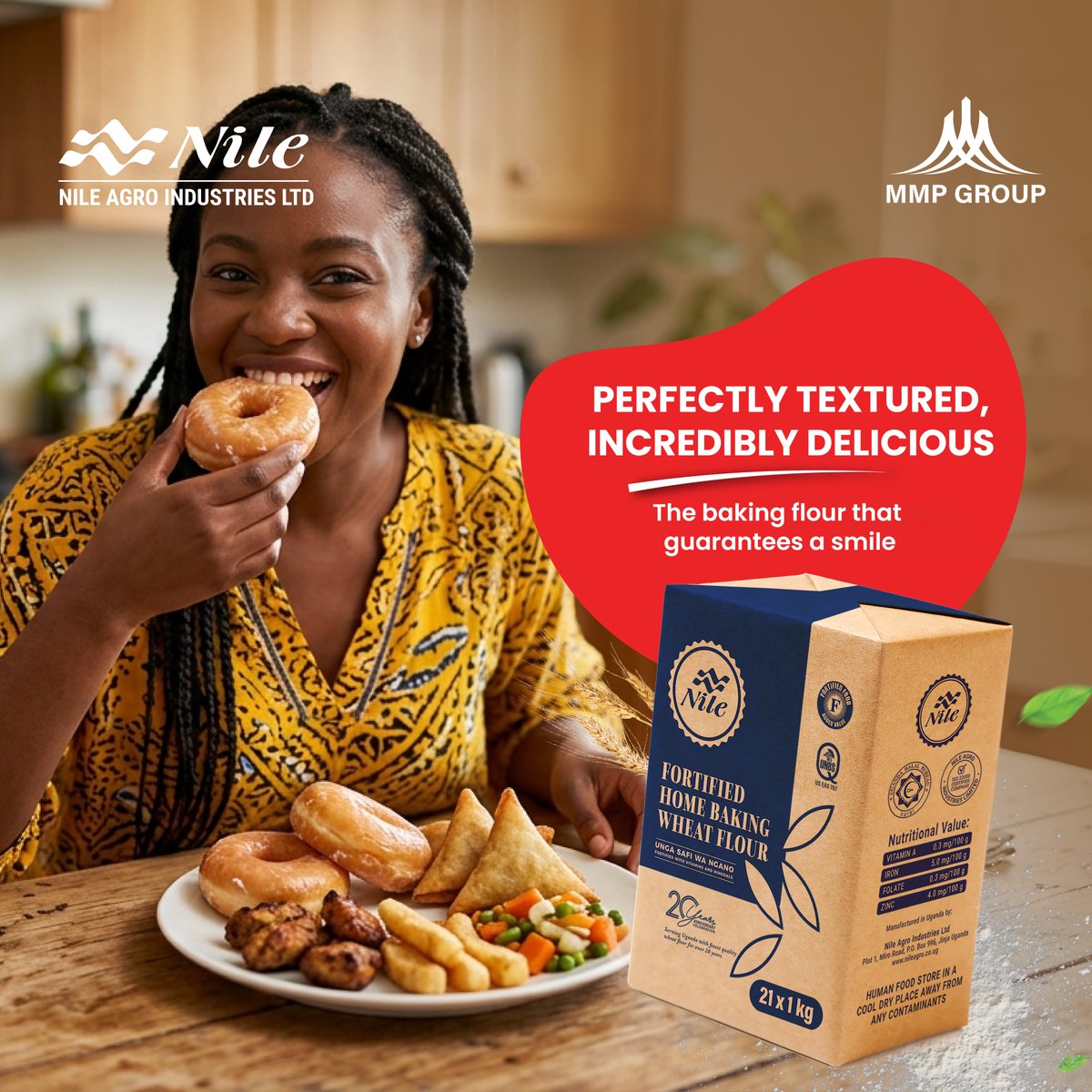 sanyukatv's tweet photo. Every delicious bite starts with the right flour.
Bake soft doughnuts, crispy snacks, fluffy pastries, and more with @NileAgro Fortified Home Baking Wheat Flour carefully milled for the perfect texture and consistently delicious results.
#ModernCookingOil #NileAgroIndustries https://t.co/DrZ9dDZNcP