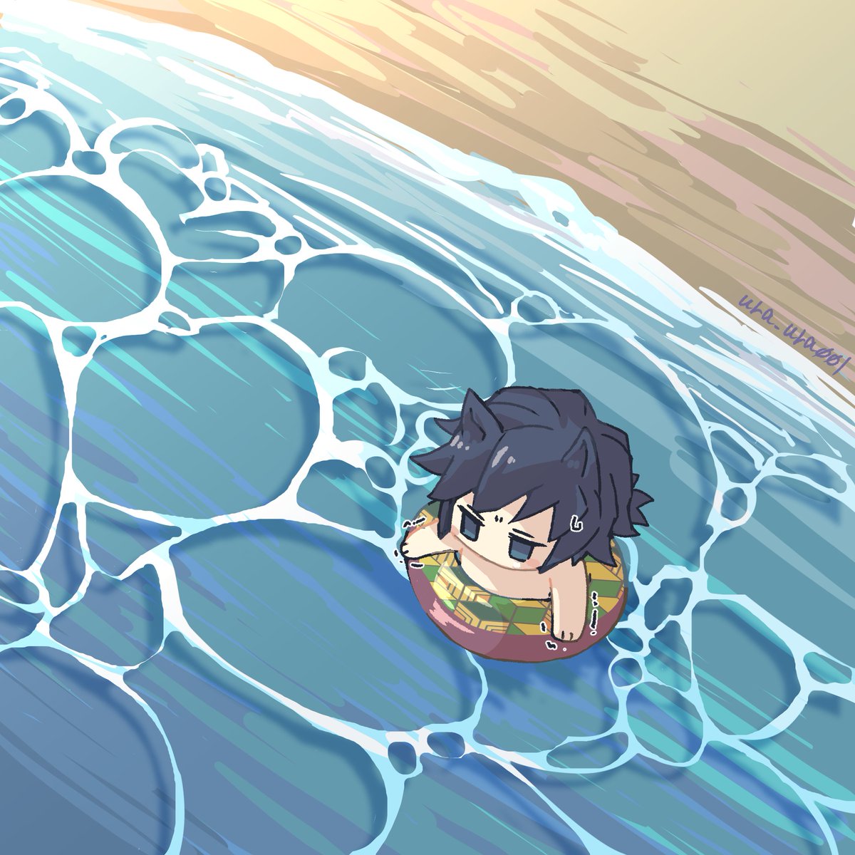 ura_ura001_'s tweet photo. 海の日に描いた海とねこ岡さん🛟
今日は大暑ですね！文字通り暑すぎる！！！ https://t.co/E5e8wuuwGU