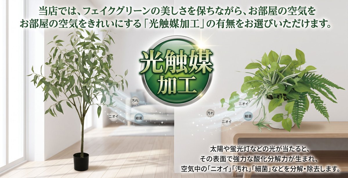 keishin2007's tweet photo. 当店では、フェイクグリーンの美しさを保ちながら、お部屋の空気をきれいにする「光触媒加工」の有無をお選びいただけます★

（ヤフーショッピング店）
https://t.co/Jp16JlXQSW

#フェイクグリーン #光触媒加工 #インテリアグリーン #造花 #人工観葉植物 #人工樹木 https://t.co/9VBqP1wcrF