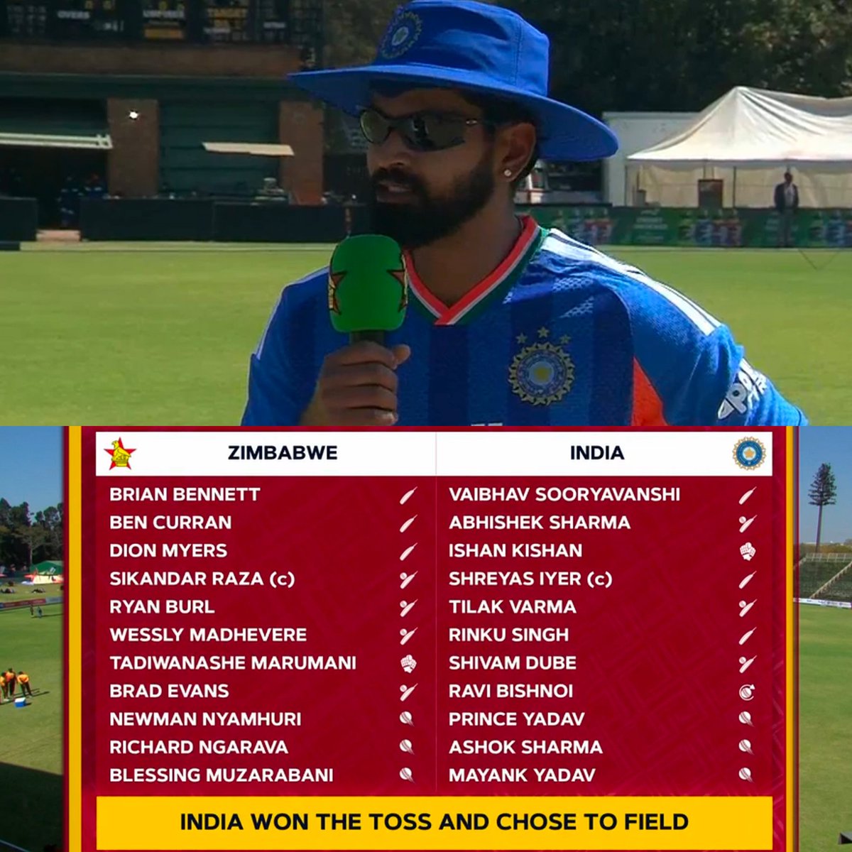 Akmal_6472's tweet photo. Playing XI of India and Zimbabwe for first t20i. https://t.co/YMmThpM2wK