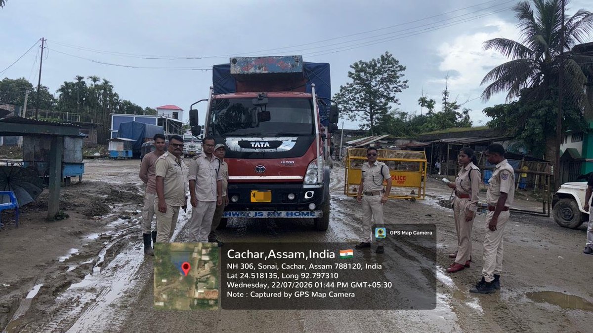 dccachar's tweet photo. The Joint Task Force is continuing its enforcement drive across the district to ensure prescribed load limits are followed and to curb the movement of overloaded goods vehicles, which cause serious damage to public roads and bridges. https://t.co/ymxOtP7mxj