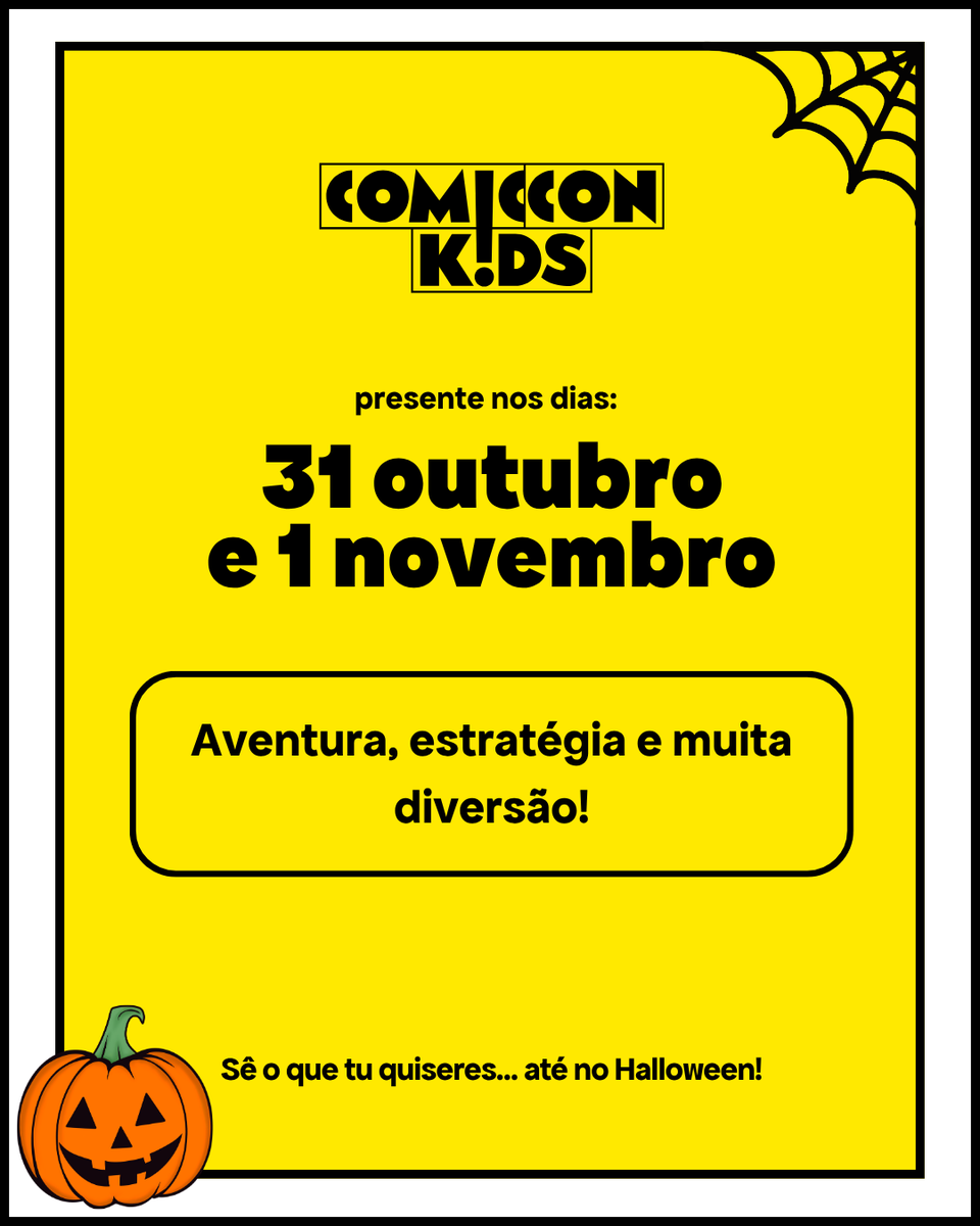 ComicConKids's tweet photo. 🎯 Missão aceite?
Entra na zona X-Shot, supera obstáculos e põe a tua pontaria à prova! 💥

📅 31 out. e 1 nov.
📍 Multiusos de Guimarães
Adquire aqui a tua entrada: https://t.co/SHz1dB8ONd

#ComicConKids #XShot #halloween #cckids https://t.co/IZDHAxmPj6