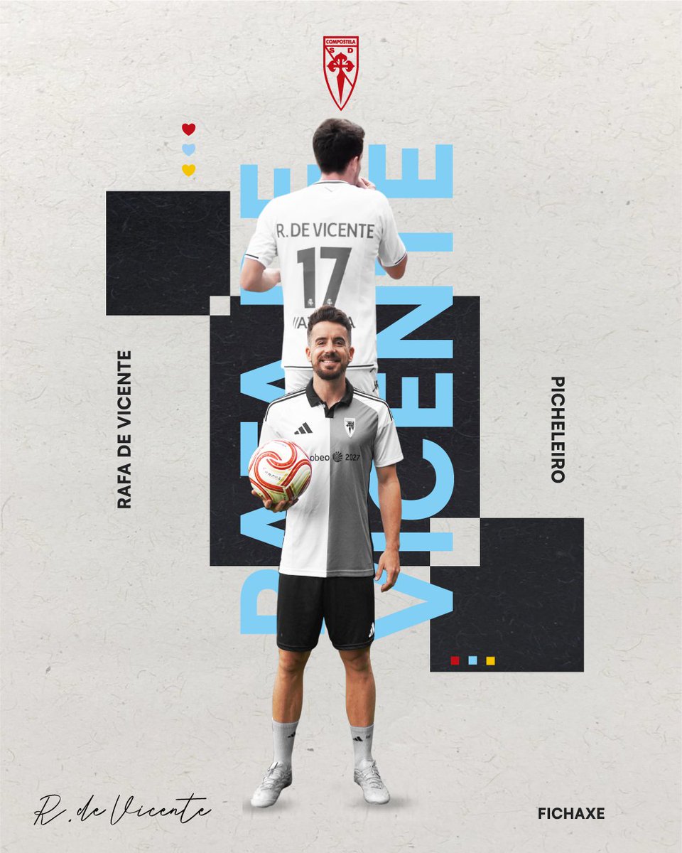 SD_Compostela's tweet photo. 🆕🩵🤍 Rafa de Vicente, experiencia e xerarquía para o Compos

⚽️ O mediocentro malagueño, con ampla experiencia na Segunda B e Primeira Federación, aportará creatividade e visión do xogo á medular branquiazul

ℹ️ https://t.co/0qcuXGeNyJ

#BenvidoRafadeVicente https://t.co/ZrFBbTU1KH