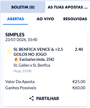 Bellocas7's tweet photo. Dia 46 | Boosts PT 🇵🇹
Primeiro boost do dia ⚽. Benfica em St. Gallen hoje às 19h, achas que os encarnados passam com golos?
Mais boosts daqui a bocado, segue para não perderes 👇
Dia 45: -25€ | Acumulado: +325.95€
#BoostsPT #UEL #LigaEuropa #SLBenfica #StGallen https://t.co/C2dryT9WY7