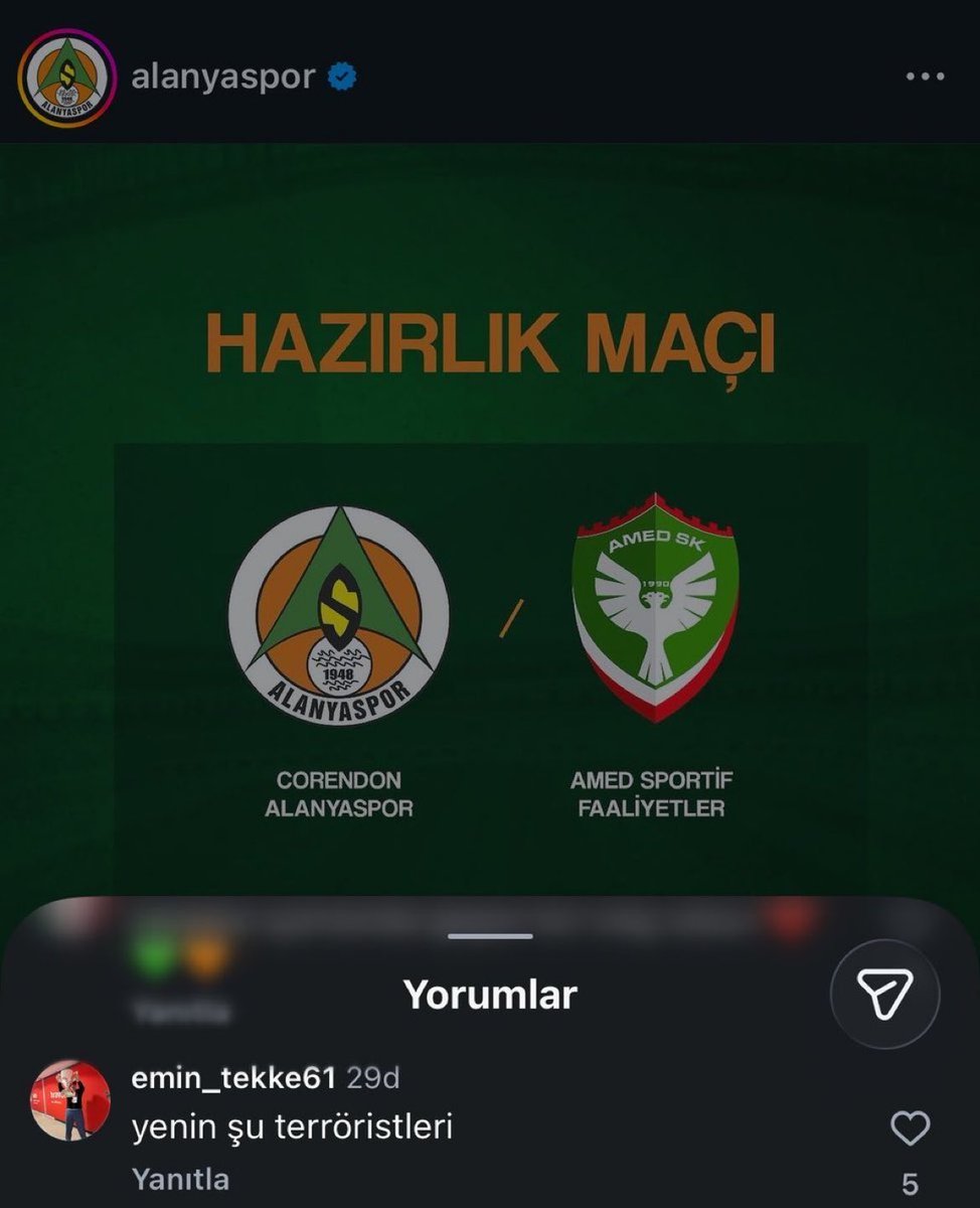 gokceekatuun's tweet photo. Trabzonspor teknik direktörü Fatih Tekke'nin oğlu Mustafa Emin Tekke'nin Alanyaspor-Amedspor hazırlık maçı paylaşımının altına yazdığı yorum… https://t.co/Hd7DQHvBqZ