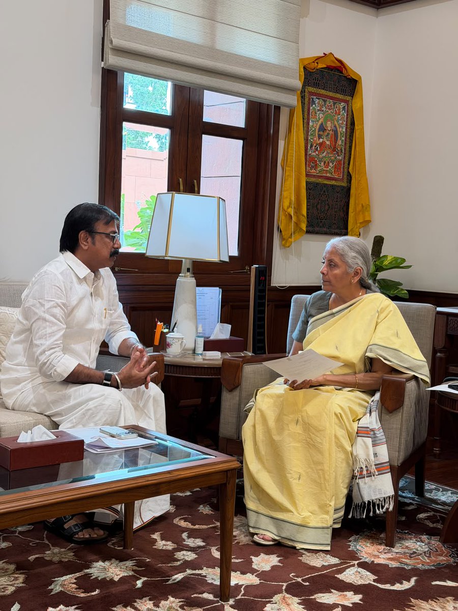 nsitharamanoffc's tweet photo. Shri LK Sudhish (@lksudhish), Hon'ble MP (RS), calls on Smt @nsitharaman at Parliament House. https://t.co/wiDEW0RAru
