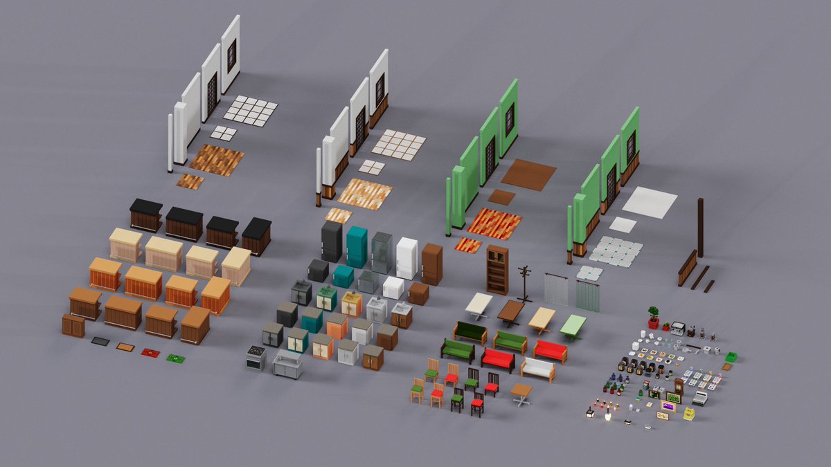 GraphicKubo's tweet photo. Después de mucho tiempo publico algo nuevo, esta vez assets para que hagáis una cafetería. 210 modelos 3D a mano, nada de IA. Denle un poco de amor <3 https://t.co/aE8yEidAt7